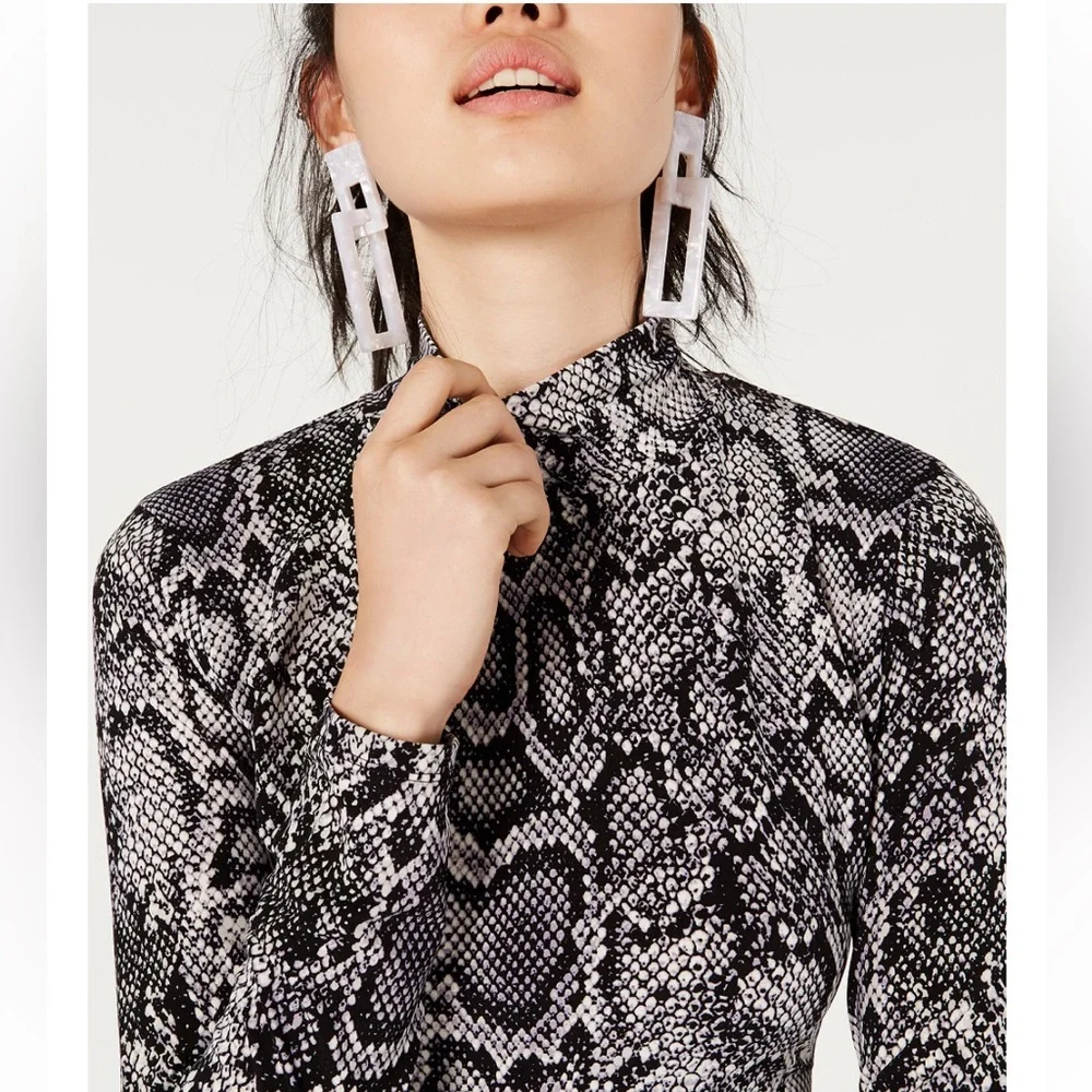 Mock-Neck Python Print Dress - Picture 2 of 4